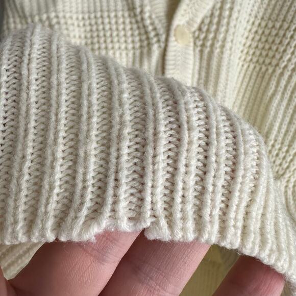 Vintage America Weekend Medium Cream / Yellow Fisherman Knit Slouchy Cardigan - Picture 7 of 7